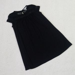 Lace top black shirt dress